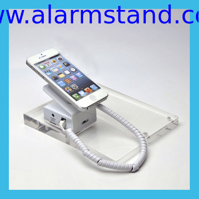 COMER acrylic base display holder for gsm Mobile phone desk stand with price tag alarm and charging function