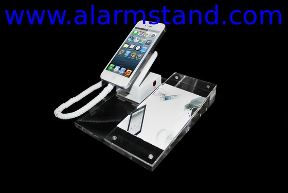 COMER acrylic base display holder for gsm Mobile phone desk stand with price tag alarm and charging function