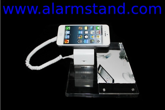 COMER acrylic base display holder for gsm Mobile phone desk stand with price tag alarm and charging function