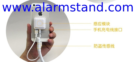 COMER anti-theft alarm devices Phone Price tag label holder with Cell phone burglar device with charging