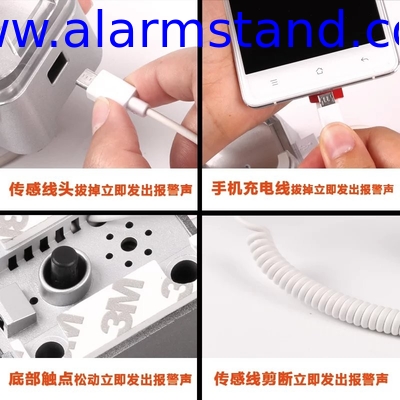 COMER anti-lost alarm devices for cellphone in retail shop with cable locking charging