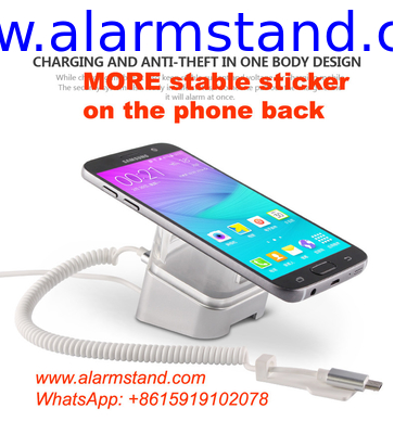 COMER anti-theft alarm devices cable locking for mobile phone stores plastic stands for cellphone retail stores