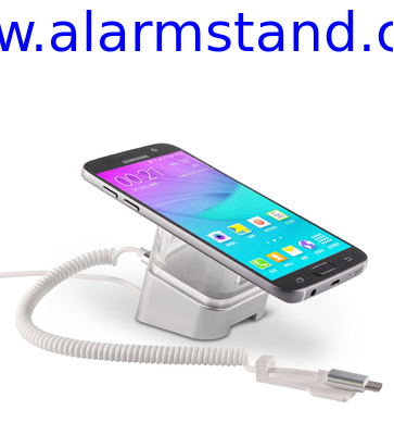 COMER acrylic anti-theft cable lock for smartphone security display stands with alarm sensor and charging cord