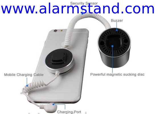 COMER alloy display stands for gsm cellphone shops with alarm sensor cable and type c cord