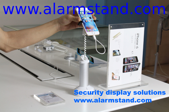 COMER security display stand for cellphone with gripper alarm and cable hidden inside