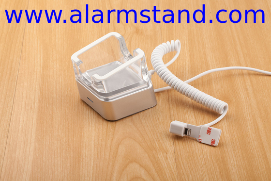 COMER anti-shoplift devices for secure mobile phone stand with alarm sensor function and charging cord