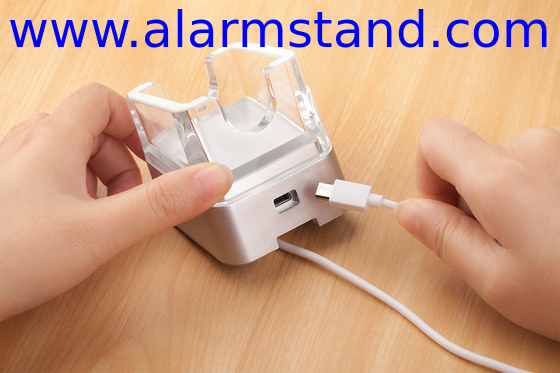 COMER acrylic display alarm stand with telephone cable lock for mobile phone retail stores