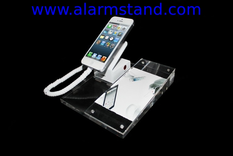 COMER Acrylic cell phone accessory display mobile phone display stand with alarm and charging