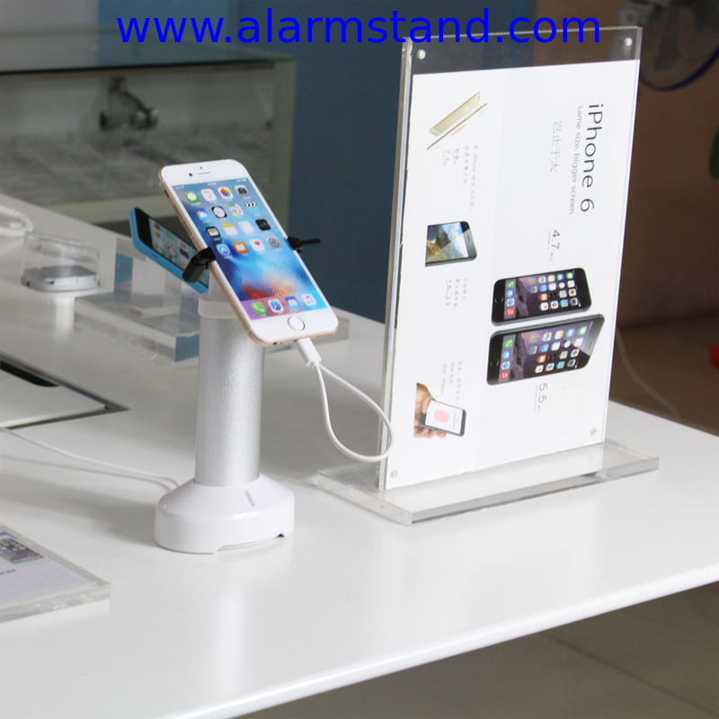 COMER anti-theft alarm security displaying system for hand phone retailer shop counter display stands