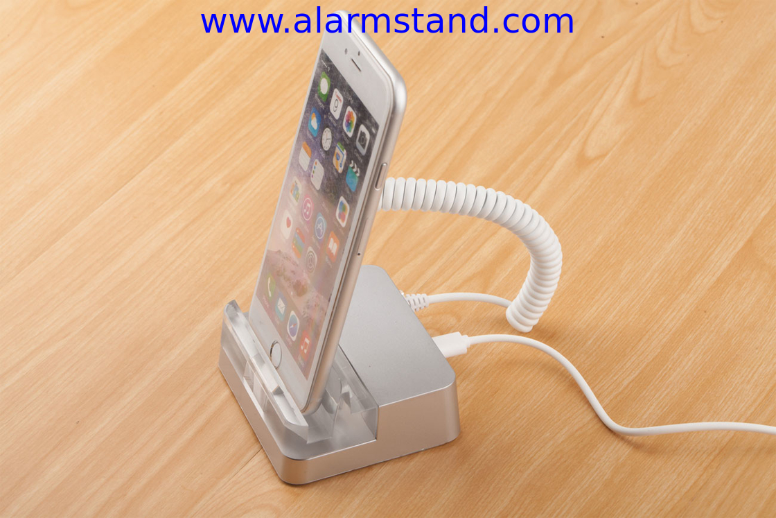 COMER Tablet mobile phone anti theft shop counter design security alarm acrylic stand with charging cord